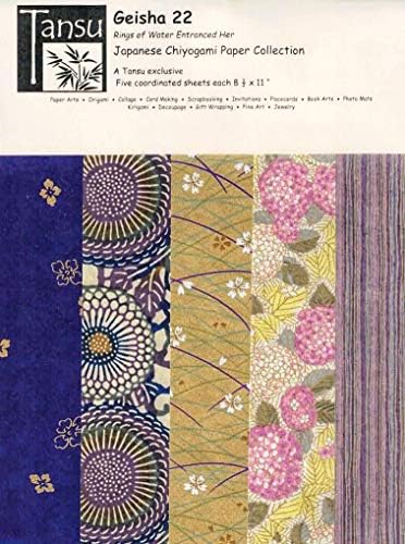 Japanese Chiyogami Papers - Geisha 22 - Rings of Water Entranced Her