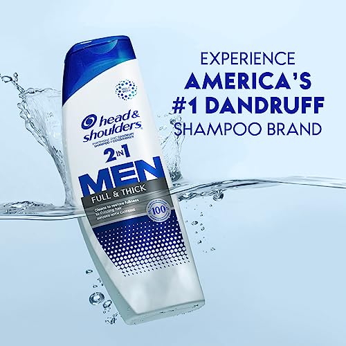 Image of Head & Shoulders Anti-Dandruff Shampoo and Conditioner, Full and Thick 2-in-1 Twin Pack, 1% Pyrithione Zinc, Cleans to Restore Fullness to Thinning Hair, 32.1 fl oz Each