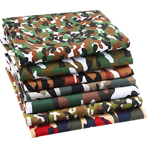 7 Piezas Telas de Algodón de Camuflaje de 20 x 20 Pulgadas Tela de Cuadros de Bricolaje Tela Acolchada con Estampado de Camuflaje Patchwork de Costura Artesanal para Manualidades Bricolaje ()