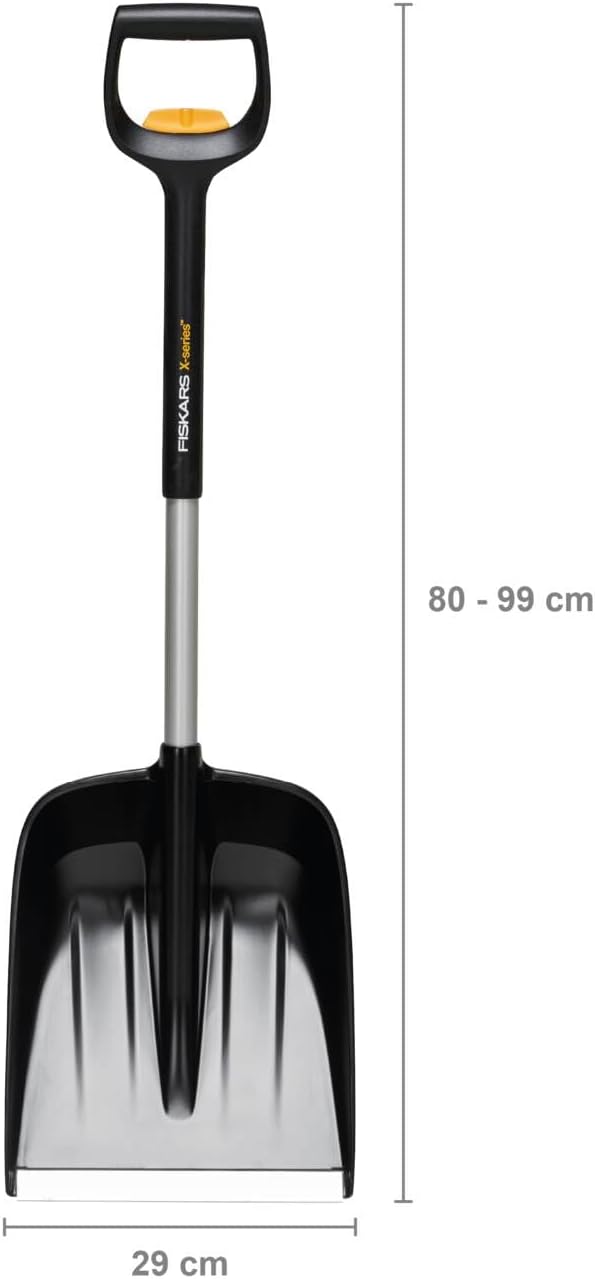 Fiskars Auto Snow Shovel, X-series, Telescopic, Length: 79.5-98.7 cm, Aluminium/Steel/Plastic, Black/Silver, 1057187