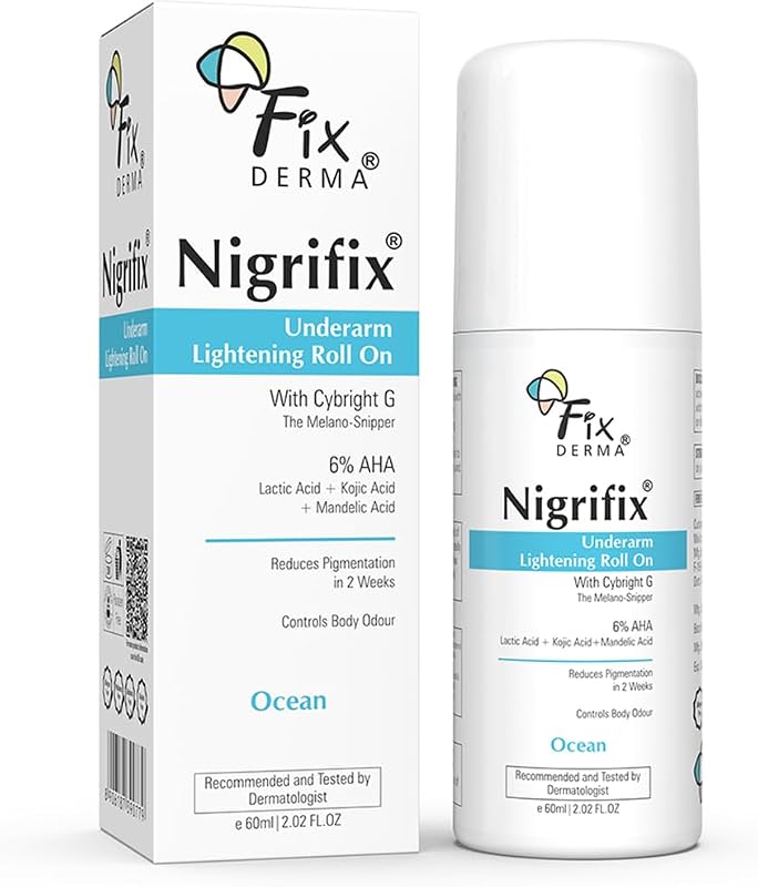 FIXDERMA Nigrifix Ocean Roll-on para Axilas com 6% AHA, Ácido Láctico, 1% Ácido Mandélico e Ácido Kójico — 60 mL