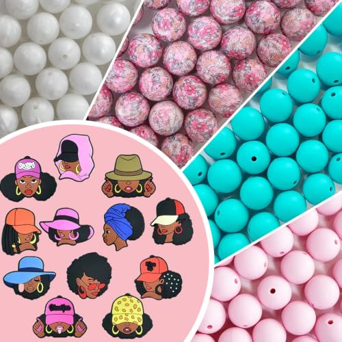 SSFGSDGG 52Pcs Women's Silicone Focal Beads for Beadable Pens, Pink Beads