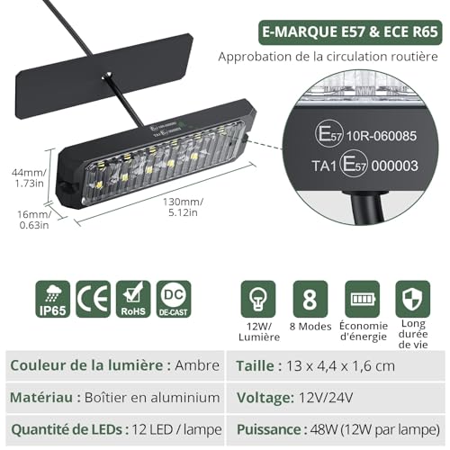Luz Intermitente Estroboscopio IP65 Impermeable 8 Modos Alerta EYPINS 2