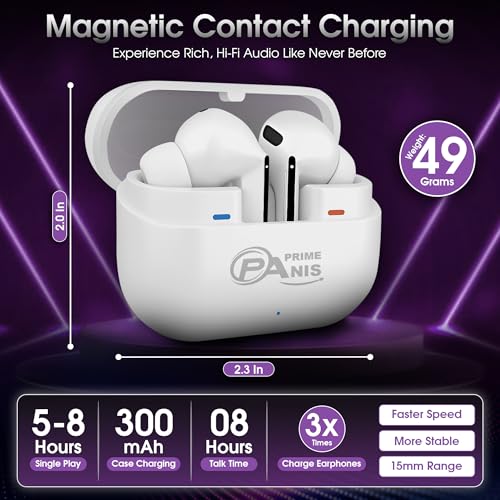 Image of Buds3 Pro TWS Wireless Earbuds, Bluetooth v5.4 Headphones, HiFi Stereo Deep Bass,USB-C | iOS /Android Compatible Earphones (White)
