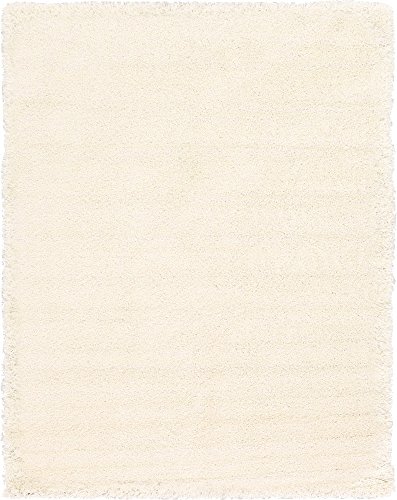 Unique Loom Solid Shag Collection Area Rug (9' X 12' Rectangle, Snow White) #TOP1