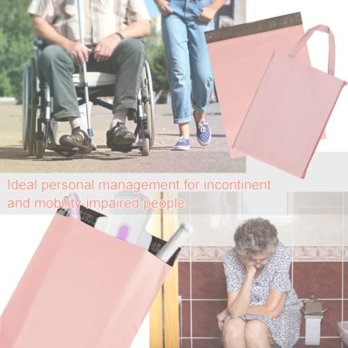 Image of Adult Diaper Disposal,200 Pack Plastic Bags for Adult Diaper Disposal,Self-Adhesive Strips to Seal in Odours,Waterproof and Leak-Proof,Suitable for Elderly Nappy Care at Home and for Travel (pink)