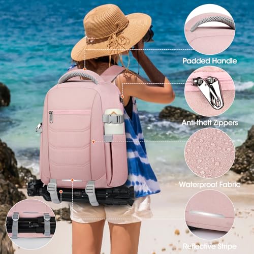 Image of SDYSM Camera Bag Backpack Professional for DSLR SLR Mirrorless Camera | 14 Inch Waterproof Camera Laptop Backpack with Rain Cover Anti Theft Travel Case Large Capacity Photography Backpack, Pink