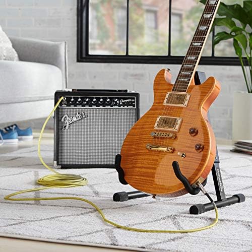 Amazon Basics - 6.1m Tweed Fabric Musical Instrument Cable with Straight Connector, Yellow and Brown