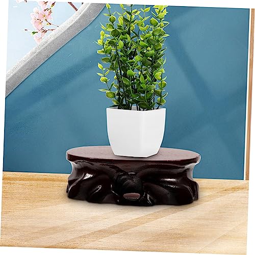 KONTONTY Wooden Display Base 3.54X1.97 Inch Oval Riser Stand for Crafts Statues Planters and Incense Burners Stable Ornament Holder for Home Tea Shops Museums - Image 2