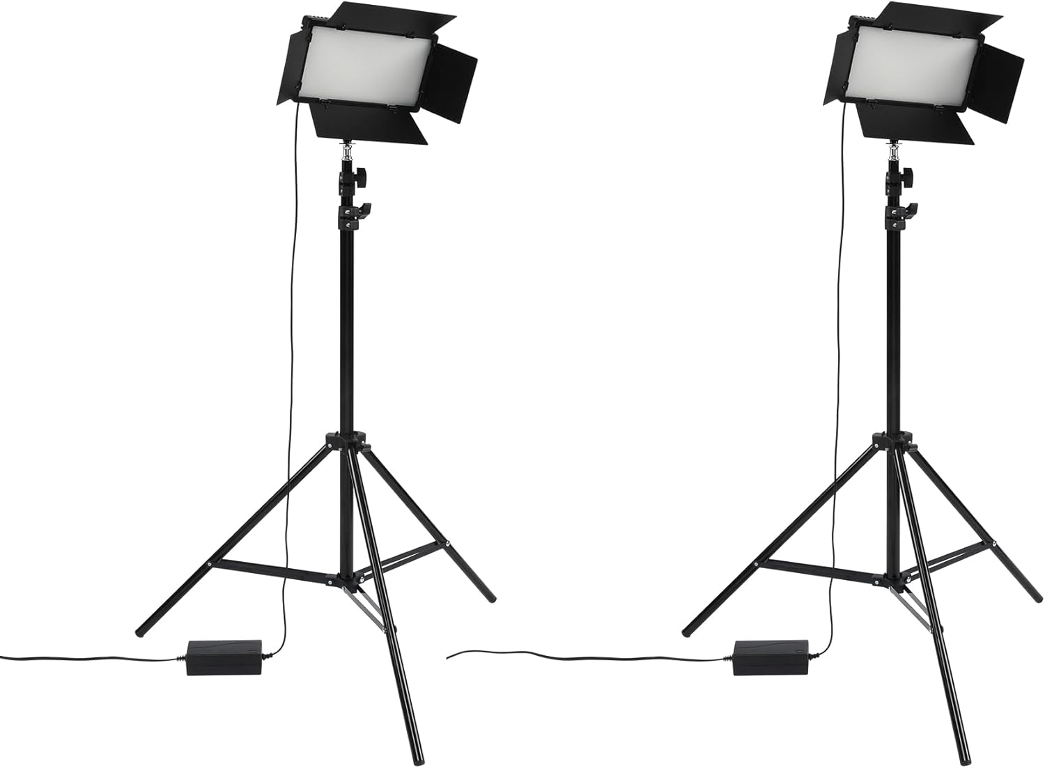 Acurit Colorview Lux Artist Studio Light 2 Pack - Adjustable Photography Lighting Kit 3 Color Temps, 4 Metal Barn Doors, 4160 Lumens LED - Remote Control, AC Power Supply, 6’6" Light Stands Included