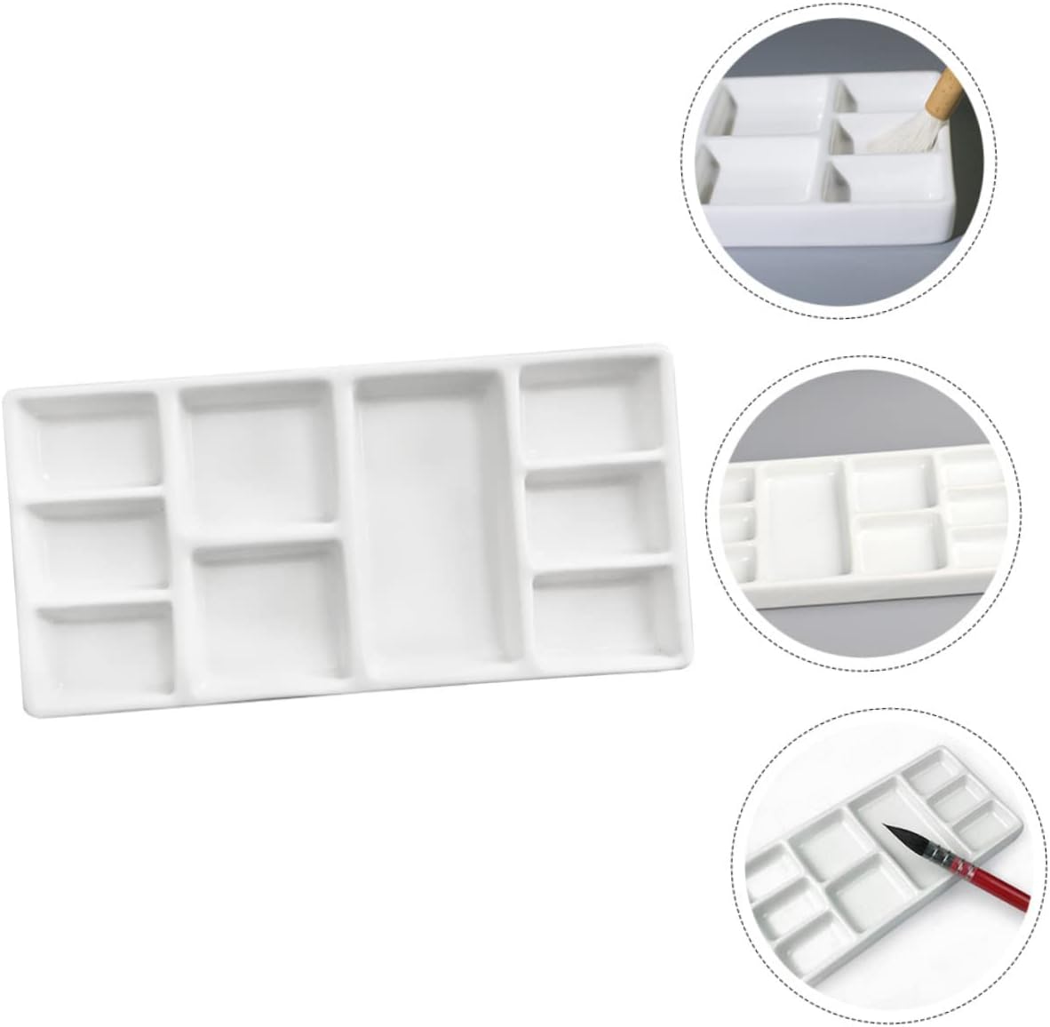 Ceramic Rectangular Paint Palette for Oil Painting White Pigment Tray for Artists and Painters Durable and Easy to Clean Mixing Surface