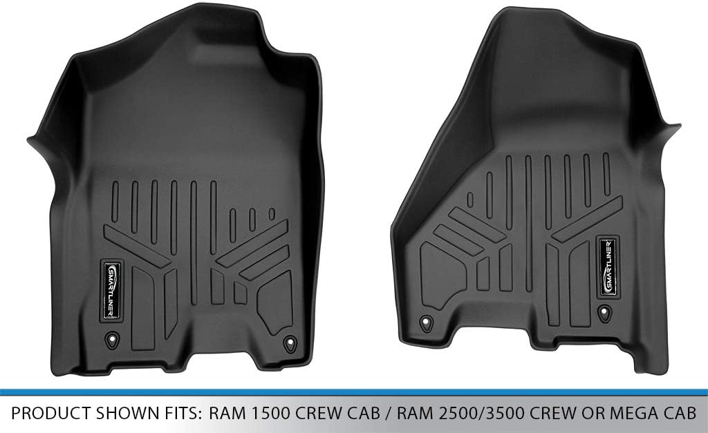 SMARTLINER Floor Mats 1st Row Liner Set Compatible with 2013-2018 Ram 1500 - Image 4