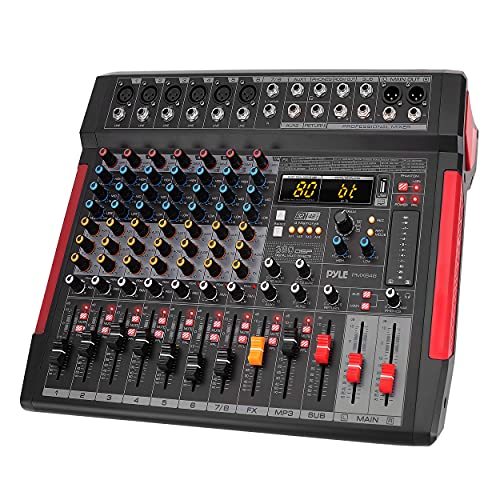 🔥 Crazy Deals Professional DJ Audio Mixer Controller - 8-Channel DJ Controller Sound Mixer w/ DSP 380 Preset Effects, Recording, USB, 6 XLR Mic/Line Input, AUX, FX Processor MP3 Player, Headphone Jack - Pyle PMX648