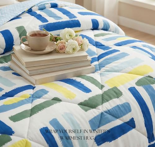 Image of VAS COLLECTIONS Cloud Cotton Reversible AC Comforter for Double Bed | Super Soft 220 GSM Quilt /Duvet /Dohar | Lightweight All-Season Comforter | 88 x 90 Inches (1 Piece) (Blue, White, Yellow)