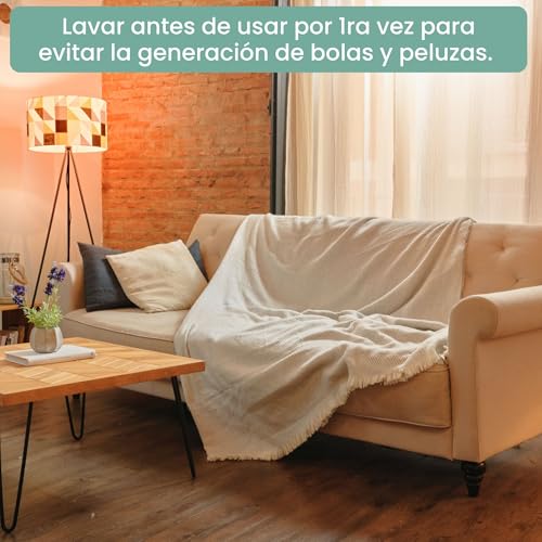 Miniatura 2 de Manta Sofá, Plaid Sofa, Decoración Ideal Para Sofás Y Camas, Cálida, Suave Y Ligera, Colcha Entretiempo, 4 Estaciones, Diseño Y Resistente, 100 Algodón Gris Claro, 180x260 Cm