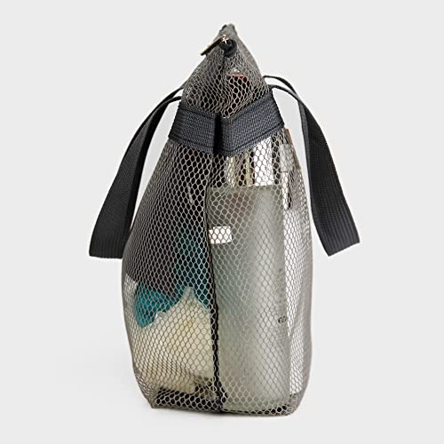 Image of Mesh Shower Caddy Bag Portable Hanging Toiletry and Bath Organizer with Zipper for Travel, Gym, Camping, College Dorms, Beach