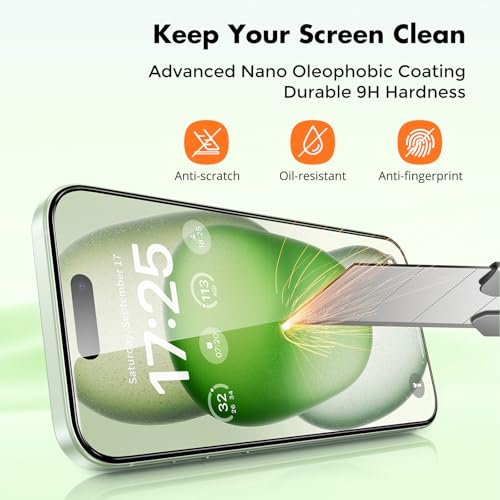 Image of UNBREAKcable 3-Pack Screen Protector for iPhone 15 Plus, Double Shatterproof Tempered Glass [Easy Installation Frame] [9H Hardness] [99.99% HD Clear] [Case Friendly] for iPhone 6.7 inch