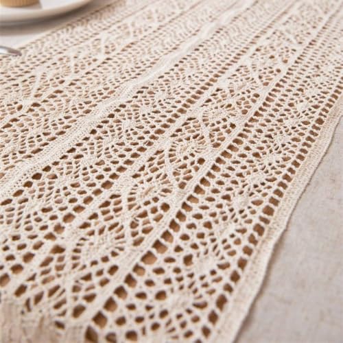 Nappe rectangulaire en lin et coton à pompons 140x300 cm style bohème chic - 7