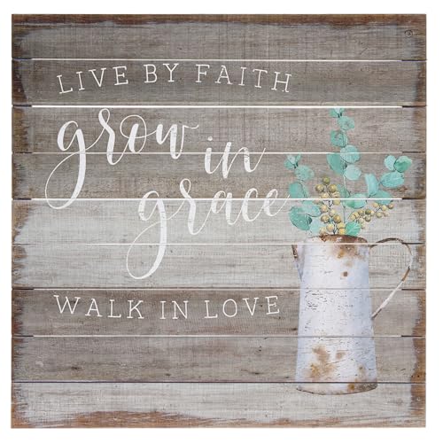 Simply Said, INC Perfect Pallets Inspirational Sign - Live By Faith, Walk In Love, Grow in Grace - 14 x 14 inch Wood Sign - Faith Based Inspirational Decor - Made in USA - PAL1277