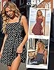 Belle Poque Women Polka Dot Dress Square Neck Wide Straps Smocked Back A Line Flowy Mini Sundress Summer Casual Party Dresses Black&White Dot S #1