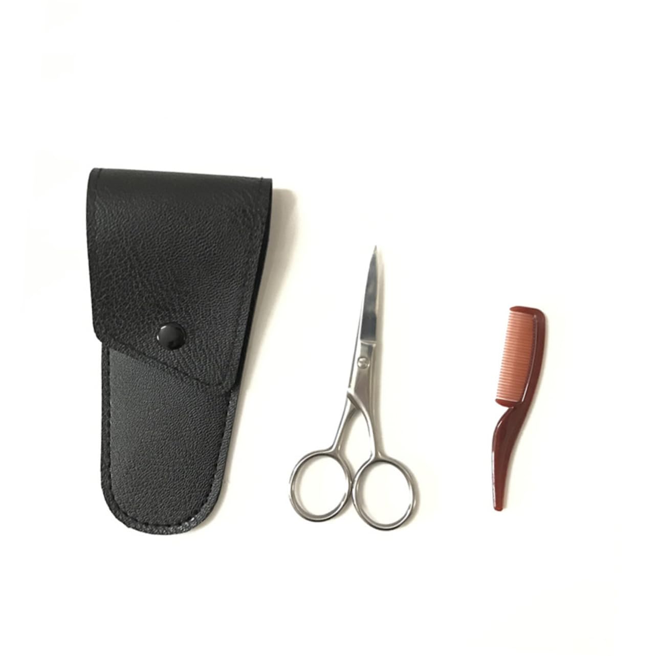 minkissy 3sets Forbici Per Sopracciglia e Barba Acciaio Inossidabile Kit Di Portatile Con Pettine e Borsa Di Stoccaggio Utile Per Uso Professionale e Domestico