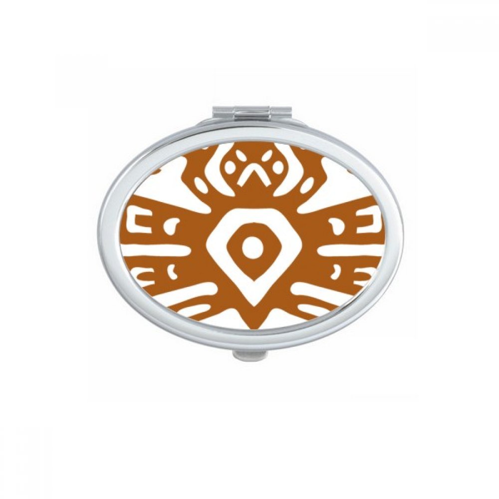 Miroir totems Mexique portable et compact de forme ovale pour maquillage de voyage