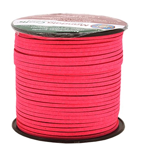 Mandala Crafts Faux Suede Cords - Light Coral, 2.65mm, 100 Yards, Flat, Vegan Leather Strings for Jewelry Making, Dream Catchers, Crafts
