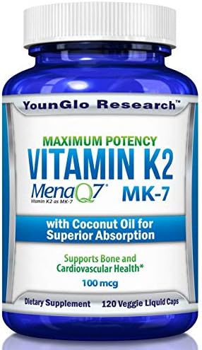 Vitamin K2 MK7 - MenaQ7 and Coconut Oil for Superior Absorption - 120 Soy-Free Non-GMO Vegetarian Liquid Caps 100 mcg. (1 Pack)