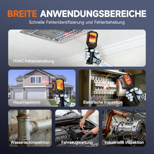 FOXWELL RT280 PRO Wärmebildkamera 640x480 Bildauflösung, -20℃-550℃ Doppelkamera Wärmekamera mit 2MP Visualkamera Thermokamera 512x384 TISR-Auflösung, Infrared-Camera mit PC 2D/3D-Analyse 32GB Speicher