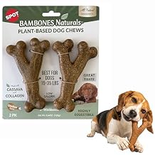 SPOT Bambones Naturals Wishbone Dog Chews, 5 Inch Plant-Based Cassava & Collagen Chews for Medium Dogs 15-35 lbs, Low-Calorie, Highly Digestible, Chicken Flavor, All Natural Ingredients, 2-Pack