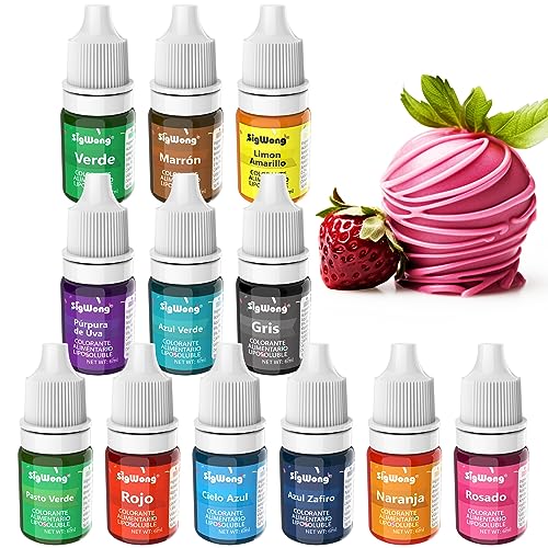 Colorante Alimentario, 12 Colorantes Alimentarios Liposolubles para Chocolate Hornear, Concentrado...