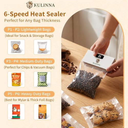 Image of Rechargeable Mini Bag Sealer 2 in 1 Heat Sealer and Cutter with LED Display - Magnetic Portable Food Bag Sealing Machine for Snack Packets, Chips, Dry Fruits and Kitchen Storage