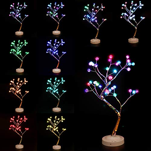 Árbol Bonsái Lámpara de Mesa, decoración de habitación luz nocturna – Lámpara de árbol para decoración del hogar estética, con temporizador, para dormitorio, sala de estar, fiesta