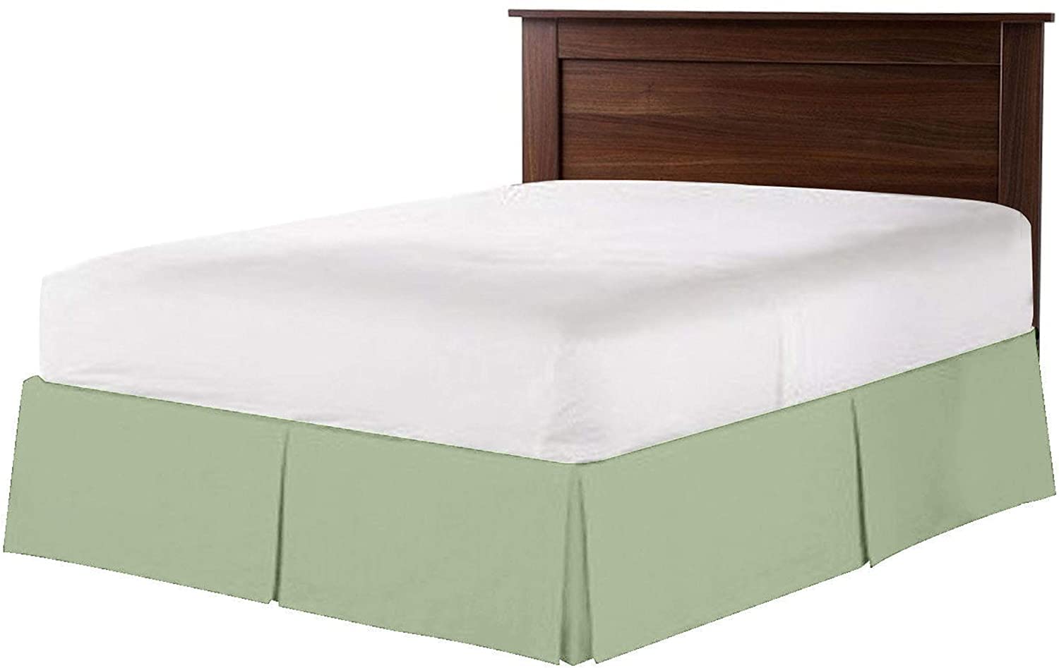 Box Pleated Bedskirt - Split Corner Bedskirt Queen Size - Luxury Pleated Dust Ruffle Bedskirts - 600 Brushed Microfiber Bedskirts - 12 Inch Drop Queen Box Pleated Bed Skirt, Green-picture-12