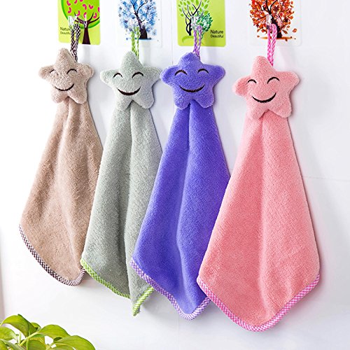 WAYGOHand Towels 4PACK Kitchen Towel Quick-drying Smiling Star Hanging Towels 42 * 22CM