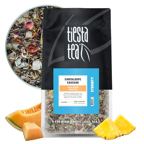 Image of Tiesta Tea - Cantaloupe Cascade Tea, Loose Leaf, Fresh Melon White Tea, Premium Low Caffeine Tea Blend, Make Hot or Iced & Up to 200 Cups, 16 oz Resealable Bulk Pouch