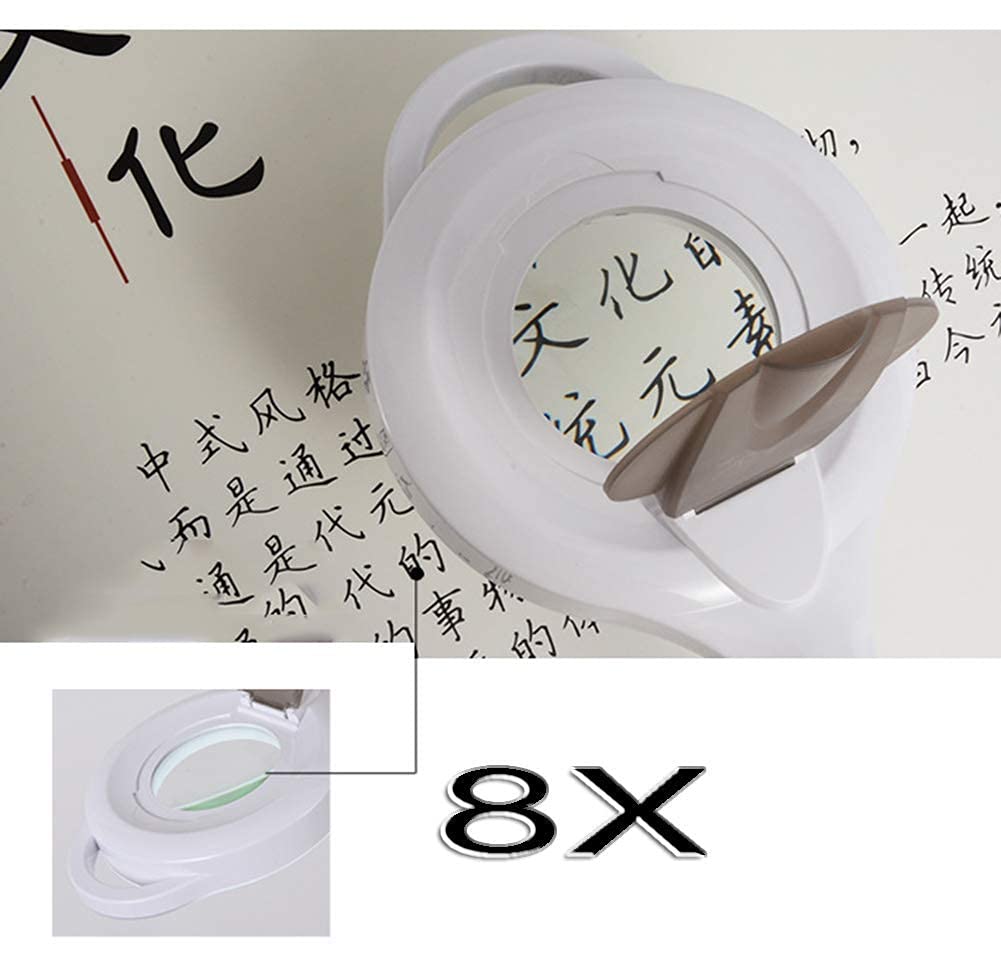 GaRcan Lupa, Lupa 8X Lámpara de Lupa de pie, luz de Aumento Ruedas Ajustables para el Cuidado de la Piel Belleza Manicura de uñas Salón de Tatuajes y Uso doméstico