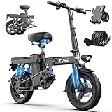 Heavy-Duty Foldable Electric Bike for Adults with 7 Shock Suspension, 500+ lbs...