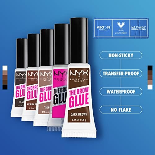 NYX PROFESSIONAL MAKEUP, The Brow Glue, Instant Brow Styler, 16H Extreme Hold, Vegan Formula - Black Brown, 0.18oz / 5g - 3