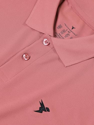 Image of TECHNOSPORT Mens Slim Fit Polyester Active Wear Collar Polo T-Shirt with Long Sleeves for Workout, Sports