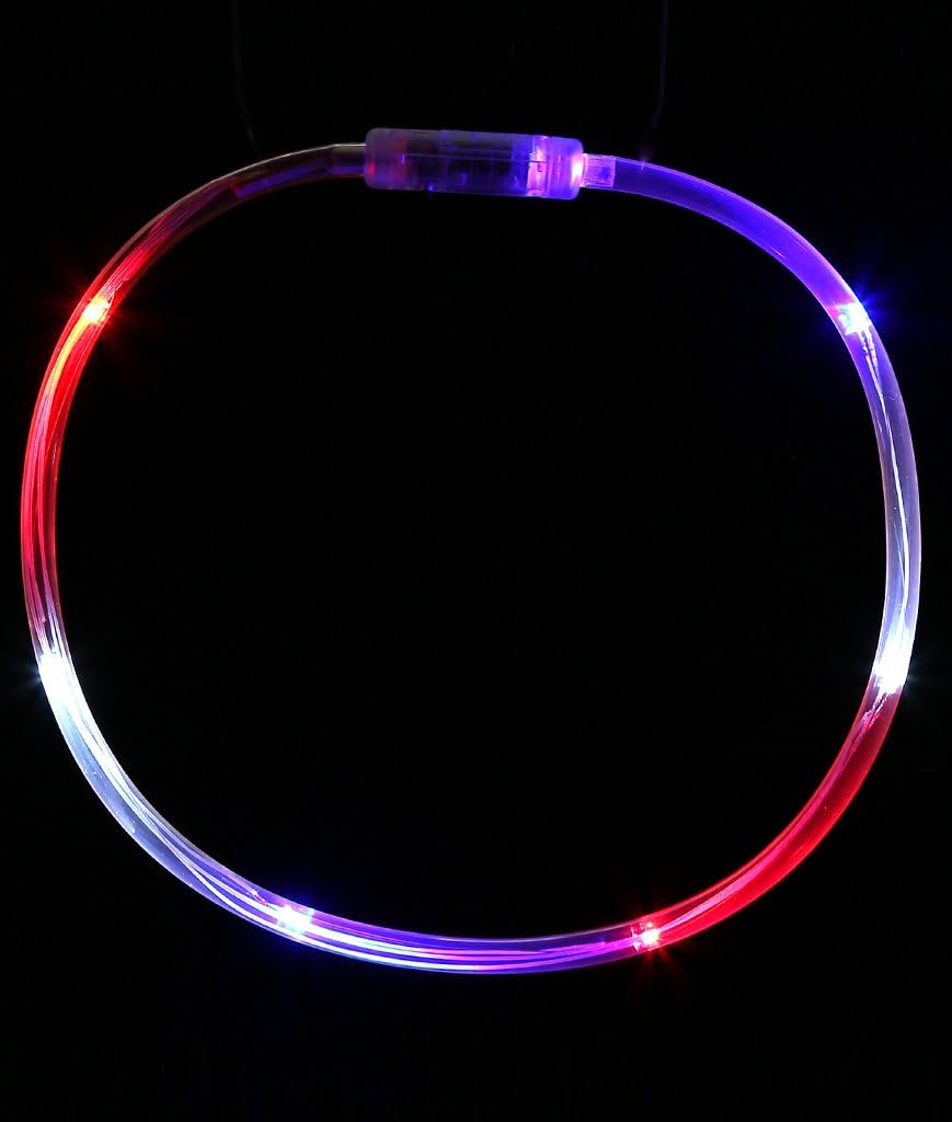 Fun Central LED Light Up Chaser Necklace, Flashing Lights Necklace Party Supplies for July 4th Events & Parties - Red White Blue