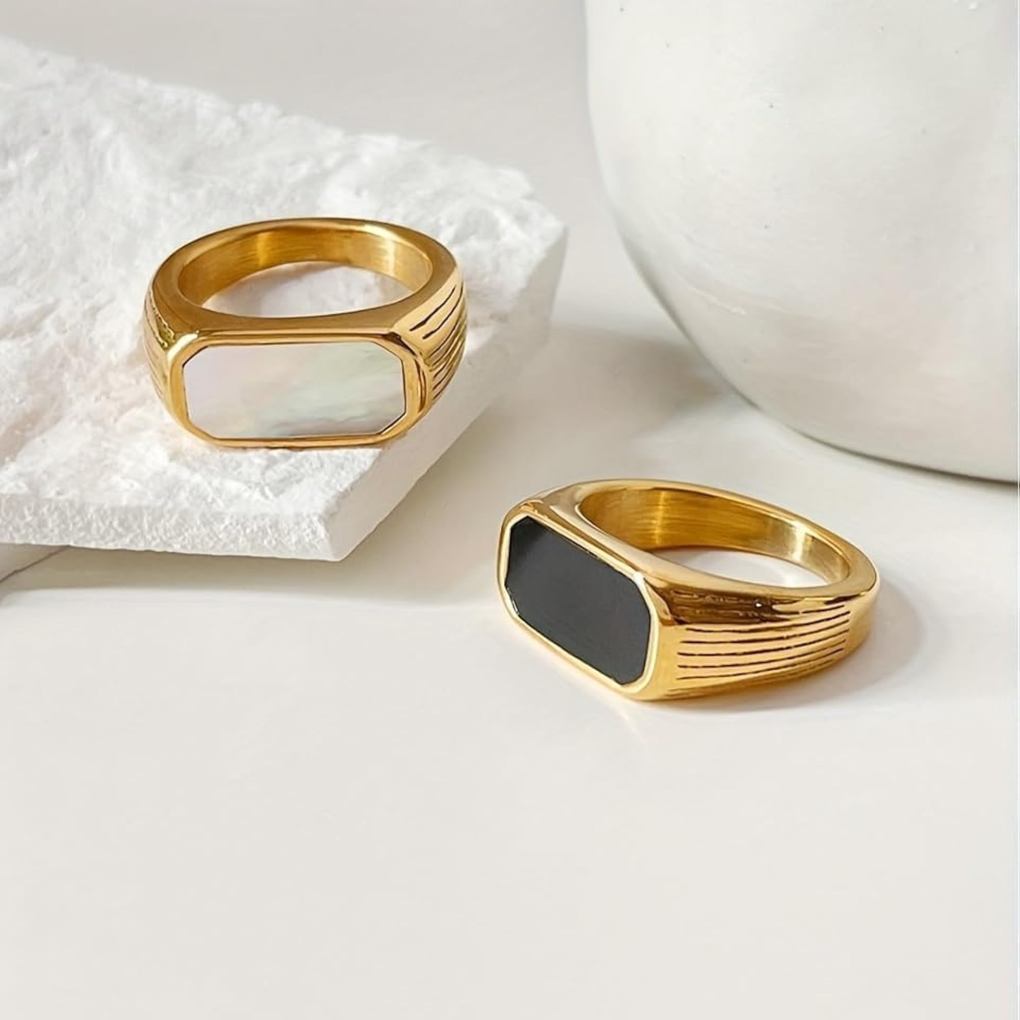 Onyx Signet Band Plated Finger Ring Jewelry
