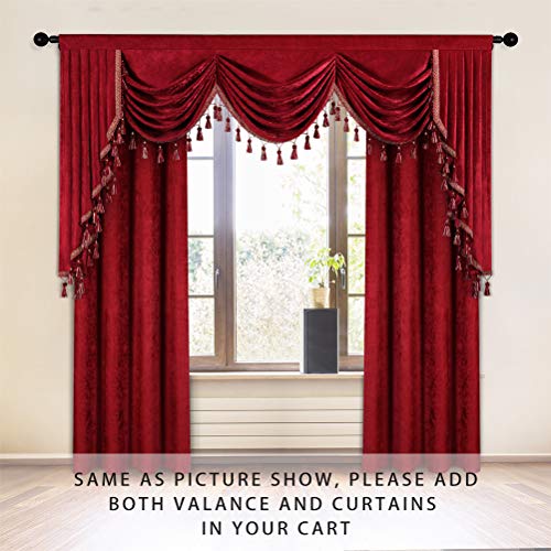 ELKCA Burgundy Red Valance for Festival Holiday,Thick Chenille Window Curtains Valance for Living Room,Rod Pocket(W89,1 Panel) - Thumbnail 2