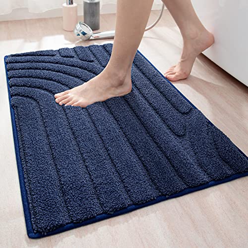 Dexi Bathroom Rug Mat, Soft Absorbent Bath Rugs, Non-Slip Washable Bath Mat, Carpet For Tub, Shower, Bath Room,16"X24",Navy #TOP15
