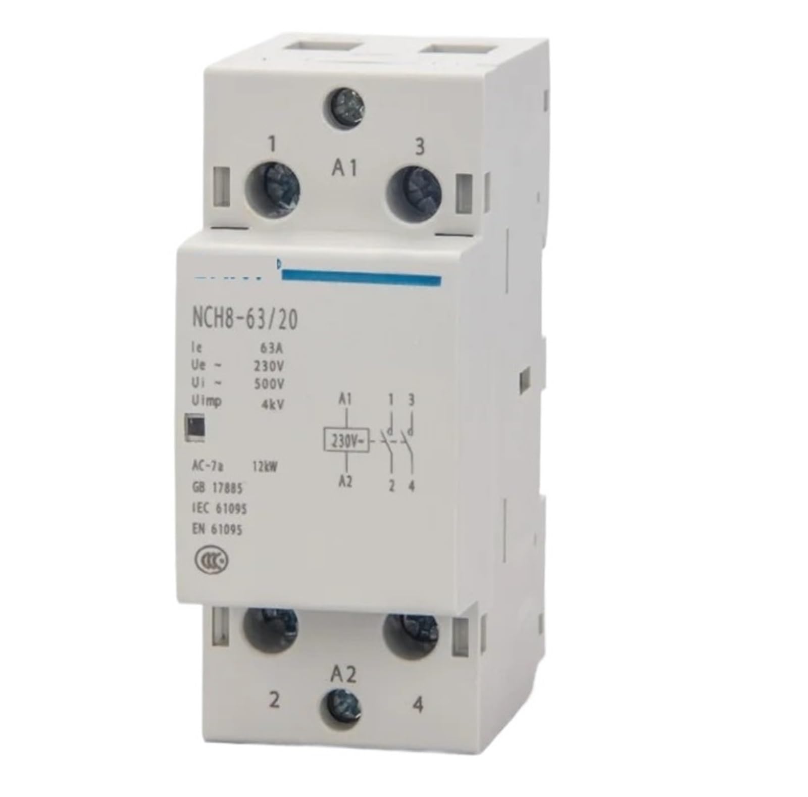 Contacteur NCH8-63 220V 230V CA 63A interrupteur modulaire rail DIN