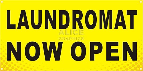 LAUNDROMAT - Cartel de vinilo abierto de 22 x 44 pulgadas (diseño #5), cambio de texto existente disponible (opcional)