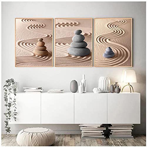 ZLFDMBHFoto's Slaapkamer 30x40cm x 3 Stuks Frameless Zen Stone Abstract Line Boeddhist Canvas Foto's Moderne Woonkamer… - Afbeelding 4