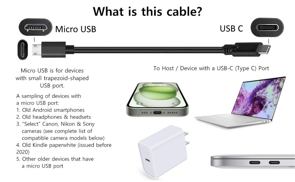 Image of ienza 3FT USB C to Micro USB Data Transfer & Charge Cable for Old Devices /Phones (Pack of 2)