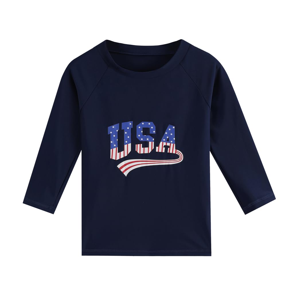 Baby Boys Swimsuit, 3-Piece Toddlers Swimsuit Trunk Long Sleeve Rashguard Swimwear and Sun Hat Set(USA,2-3 Years)