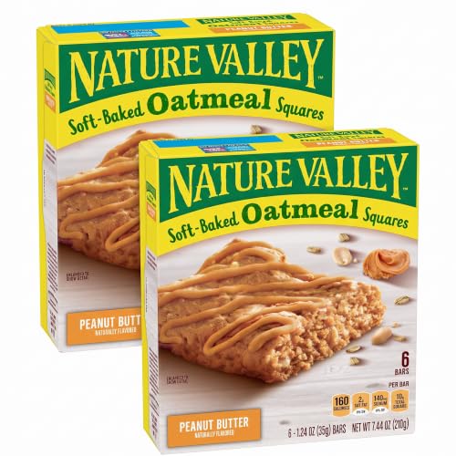 Nature Valley Soft-Baked Oatmeal Squares, Peanut Butter, 1.24 oz, 6